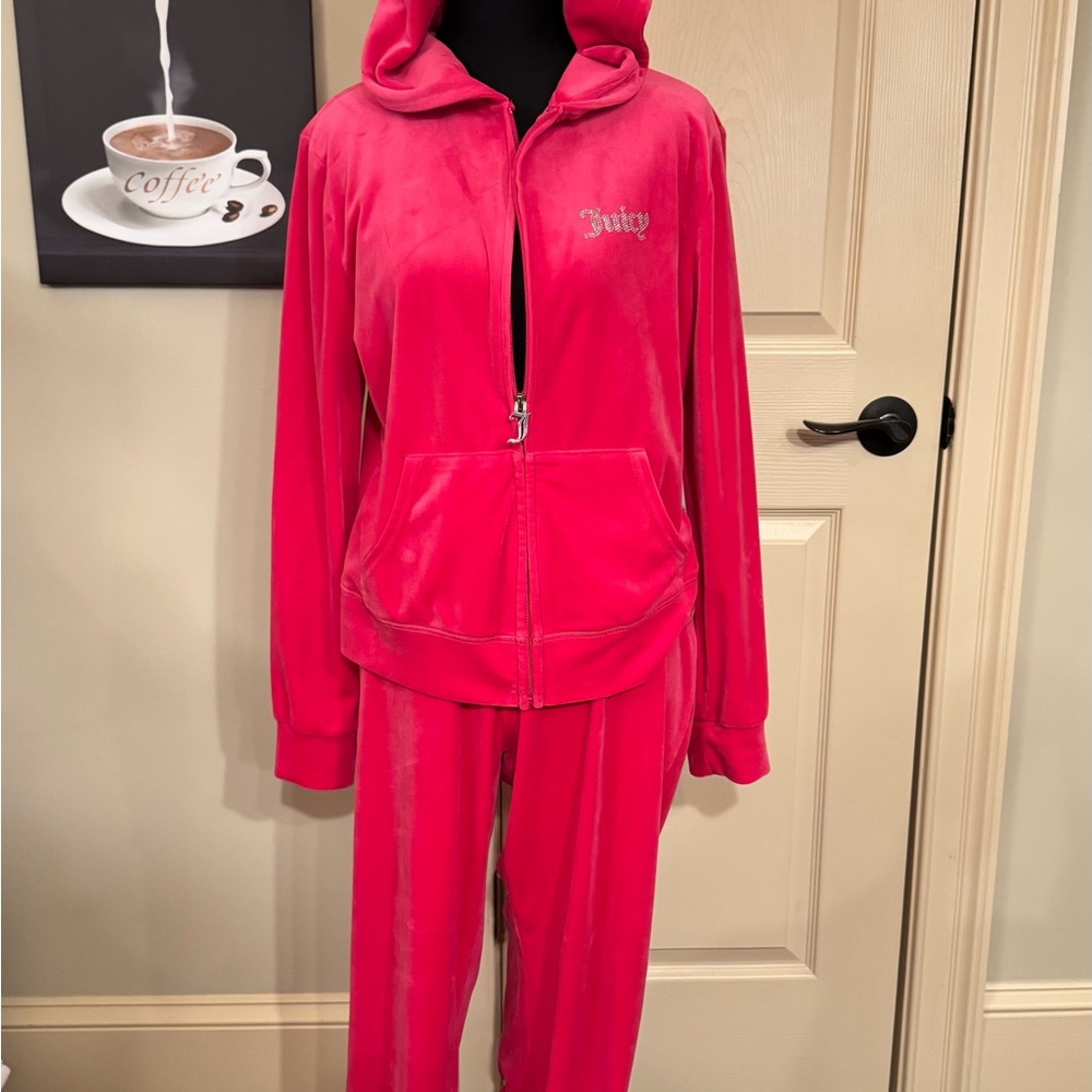 Juicy Couture Hot Pink Velour Tracksuit Hoodie & Pants